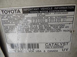 2003 TOYOTA TUNDRA SR5 WHITE XTRA CAB 3.4L AT 2WD Z18186